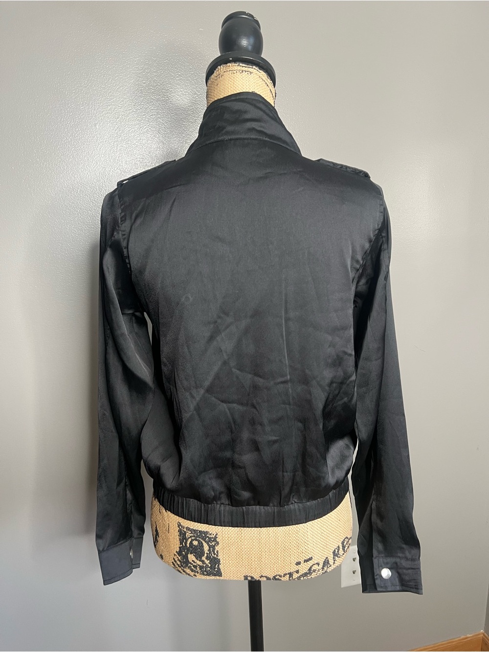 Sugar + lips black mock neck zip up lightweight jacket size XS edgy mobwife - Picture 8 of 9